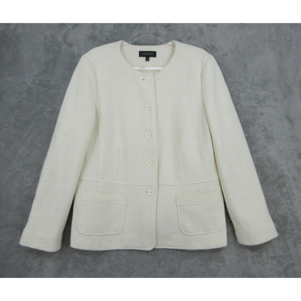 Talbots Jacket Womens Size 16 Wool Blend Button Front Office Career Minimalist